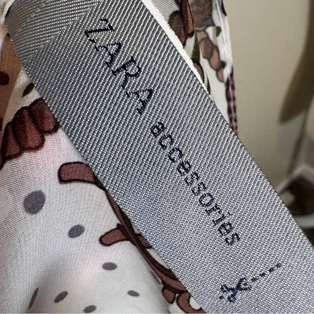 Zara White Brown Rope Anchor Print Scarf Nautical Boat Fall Womens Accessories